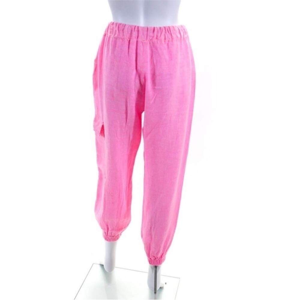 Alexandre Laurent Womens Linen Button Up Blouse Pants Set Neon Pink Size L - Picture 6 of 8
